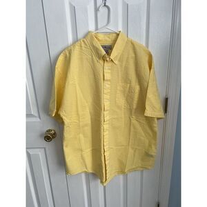Sun River Clothing Co. Mens‎ XL Yellow Cotton Short Sleeve Button Down Shirt